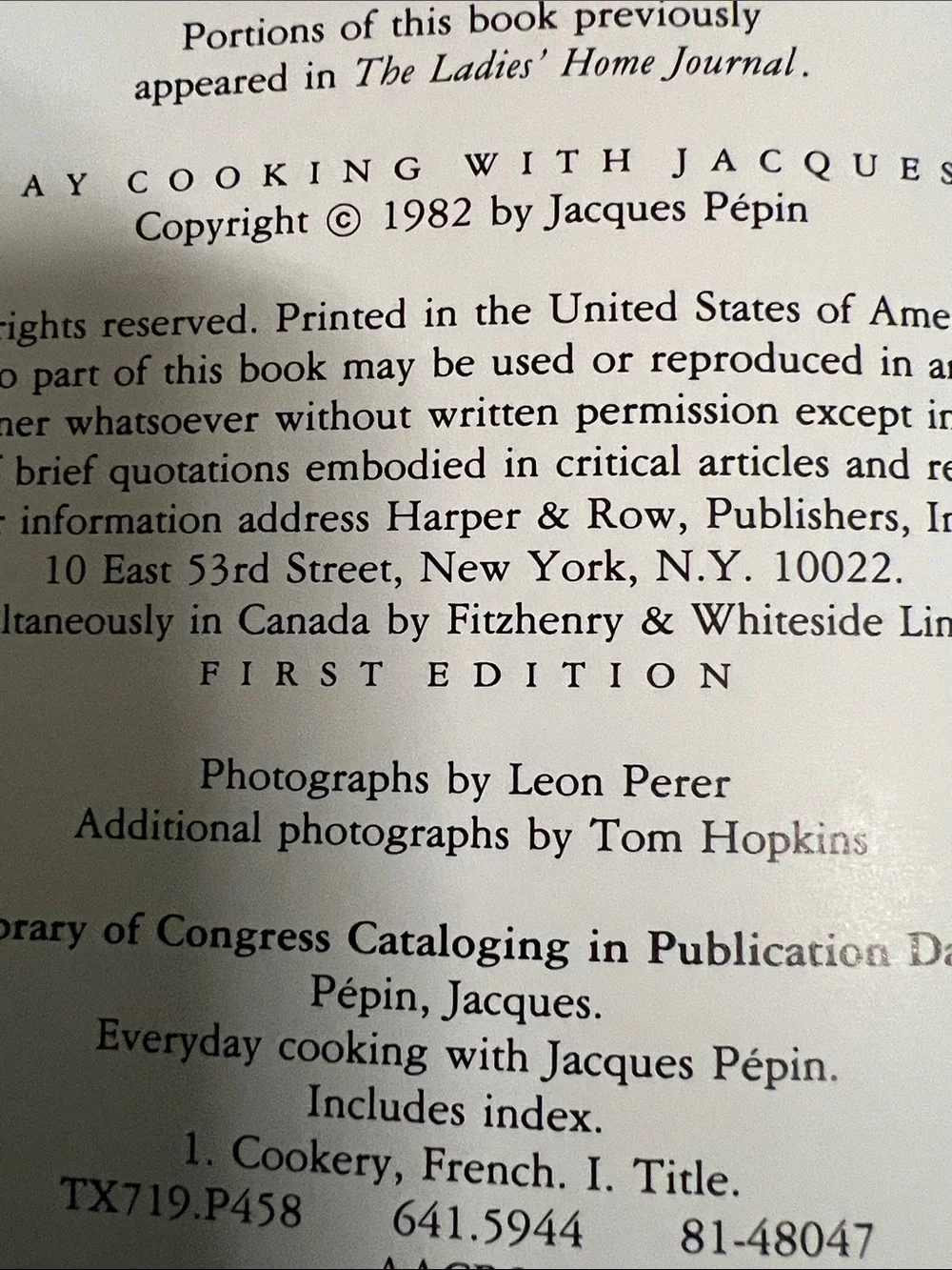 Vintage Everyday Cooking With Jacques Pepin First Edition 1982 Cookbook